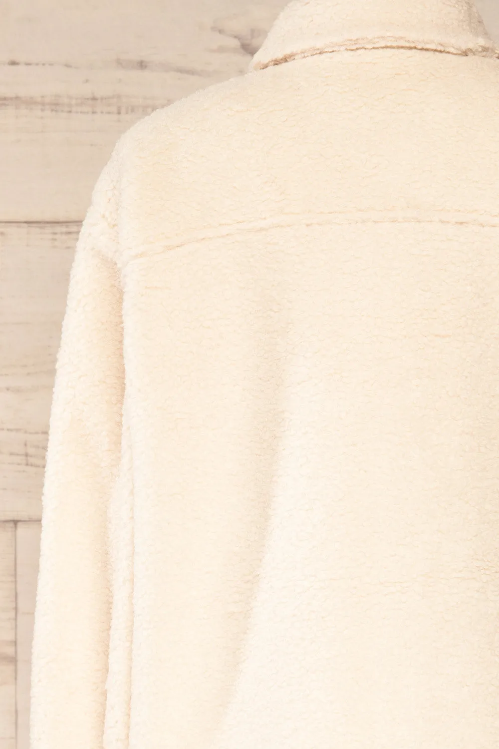 Funchal Ivory | Oversized Fuzzy Shirt Jacket