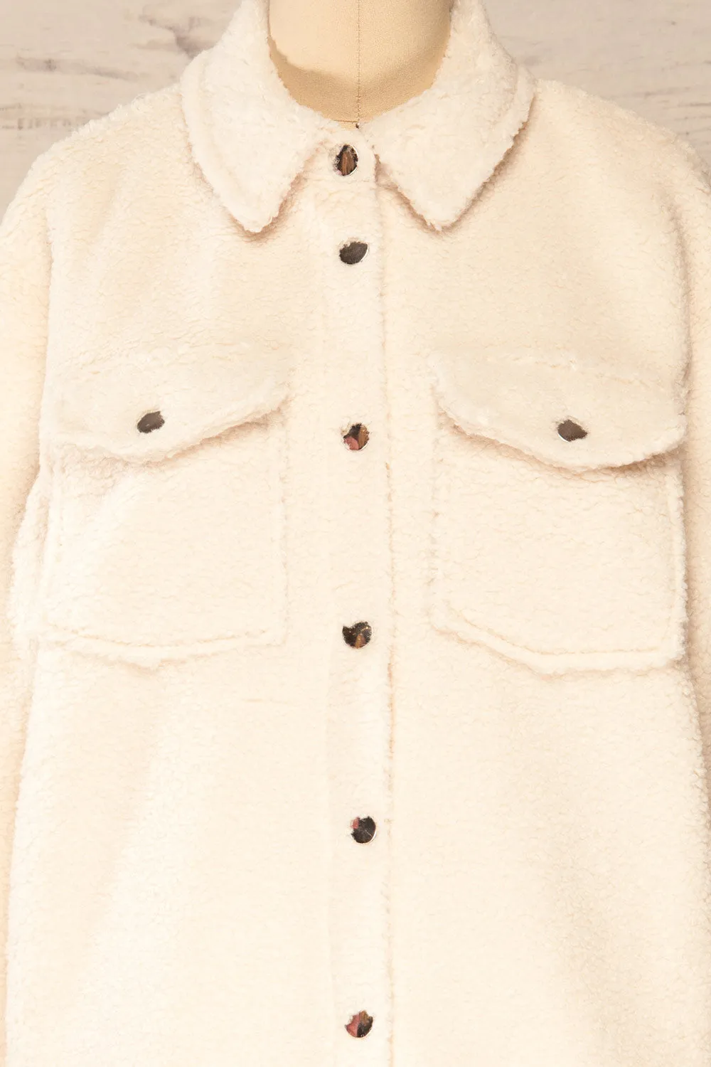 Funchal Ivory | Oversized Fuzzy Shirt Jacket