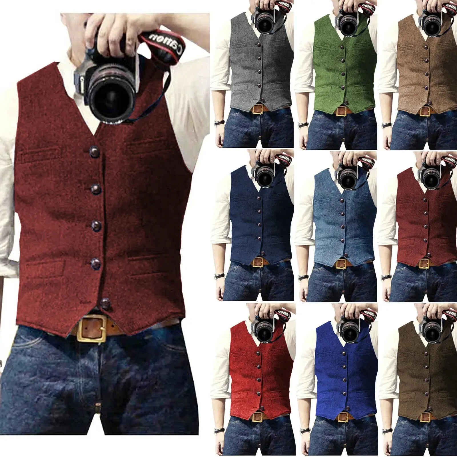 Funki Buys | Vests | Men's Classic Casual Button Up V Neck Vest