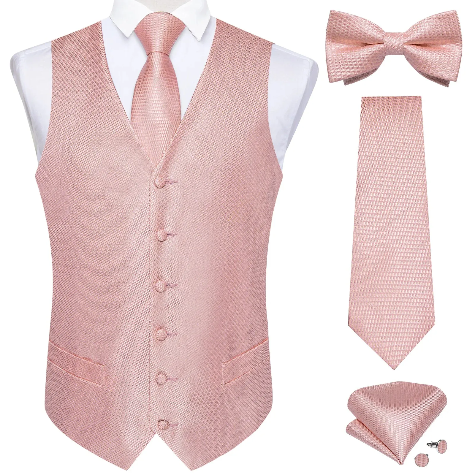 Funki Buys | Vests | Men's Formal 5 Pcs Silk Waistcoat Tie Sets