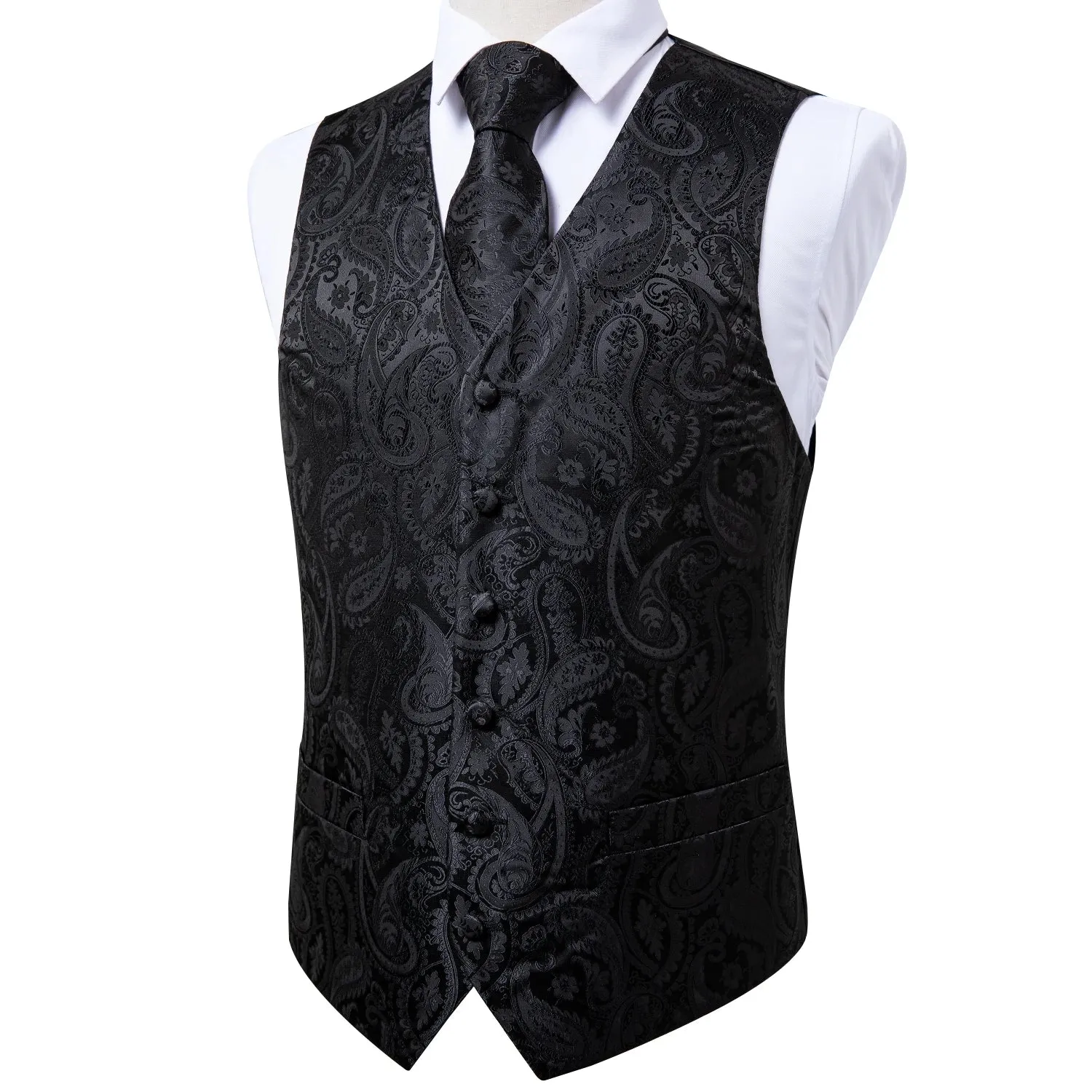 Funki Buys | Vests | Men's Formal 5 Pcs Silk Waistcoat Tie Sets