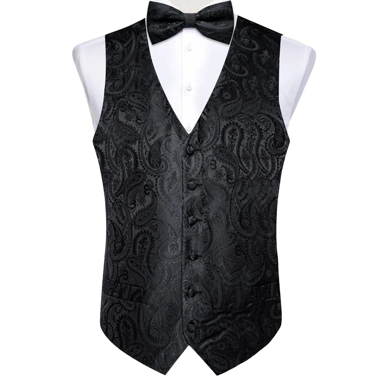 Funki Buys | Vests | Men's Formal 5 Pcs Silk Waistcoat Tie Sets