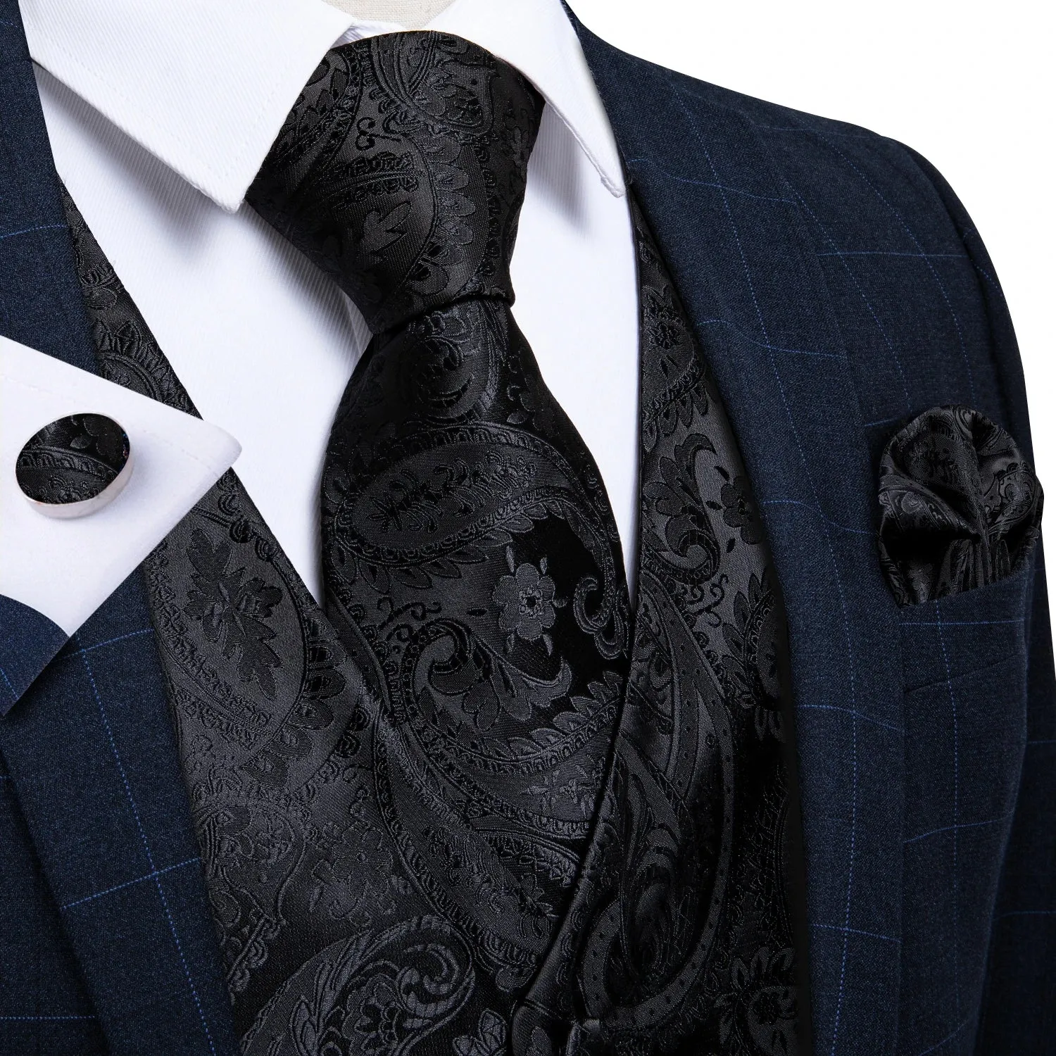 Funki Buys | Vests | Men's Formal 5 Pcs Silk Waistcoat Tie Sets