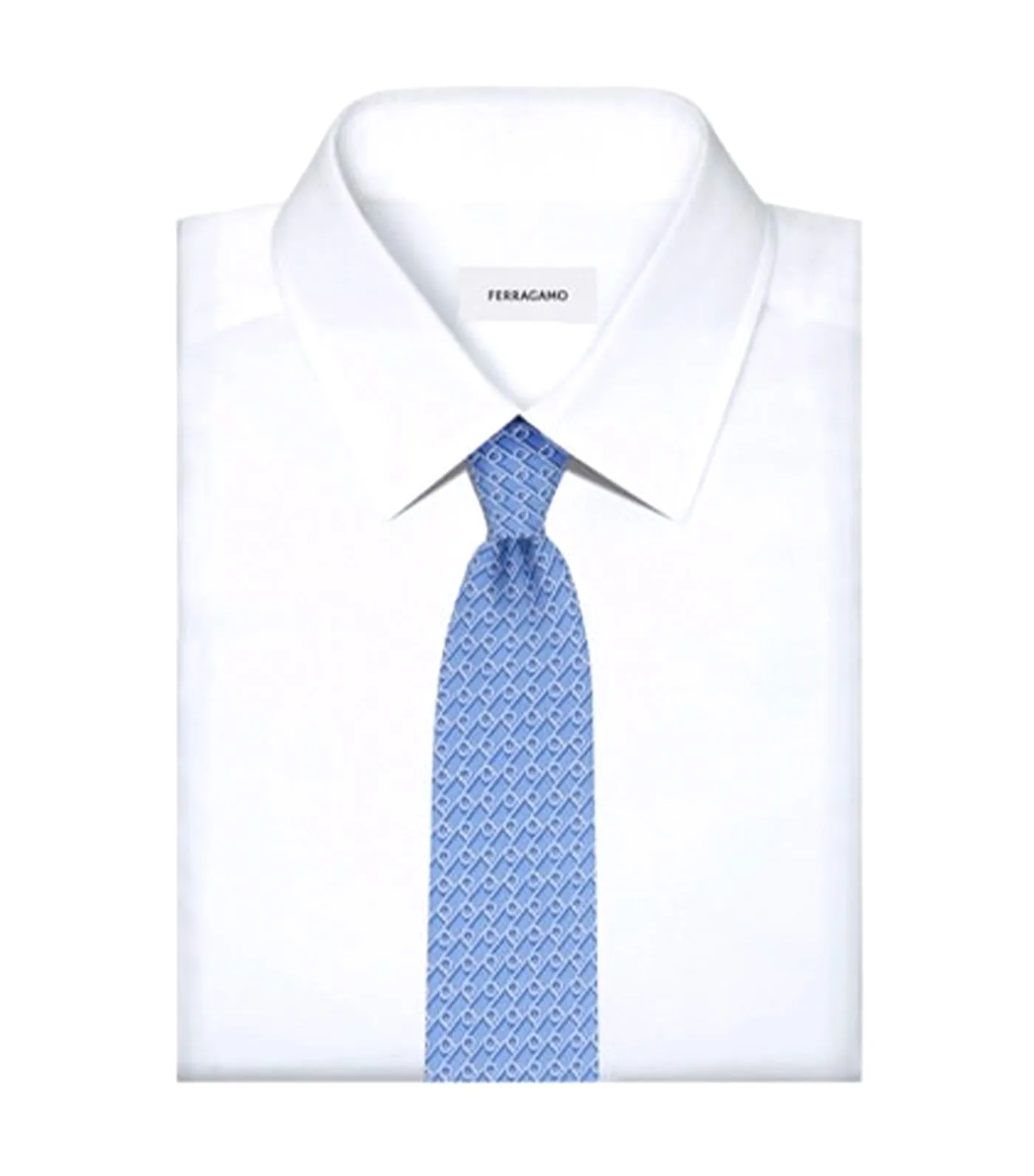 Gancini Print Tie Light Blue