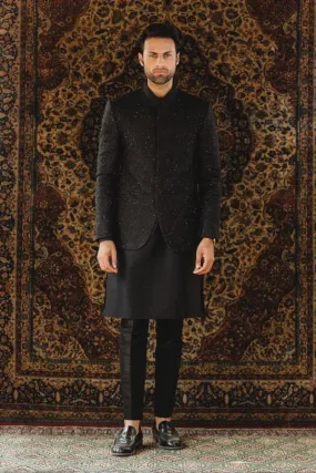 GEM Garments - Feroze - Prince Coat - Black - 1 Piece - Indian Silk