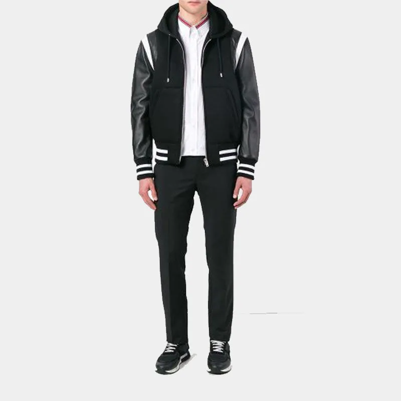 Genuine Best Style Letterman Givenchy Hooded Leather Varsity Jacket