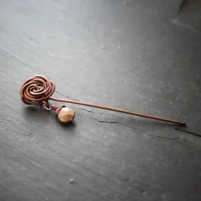 Glasgow Rose Shawl Pin with Unakite Drop