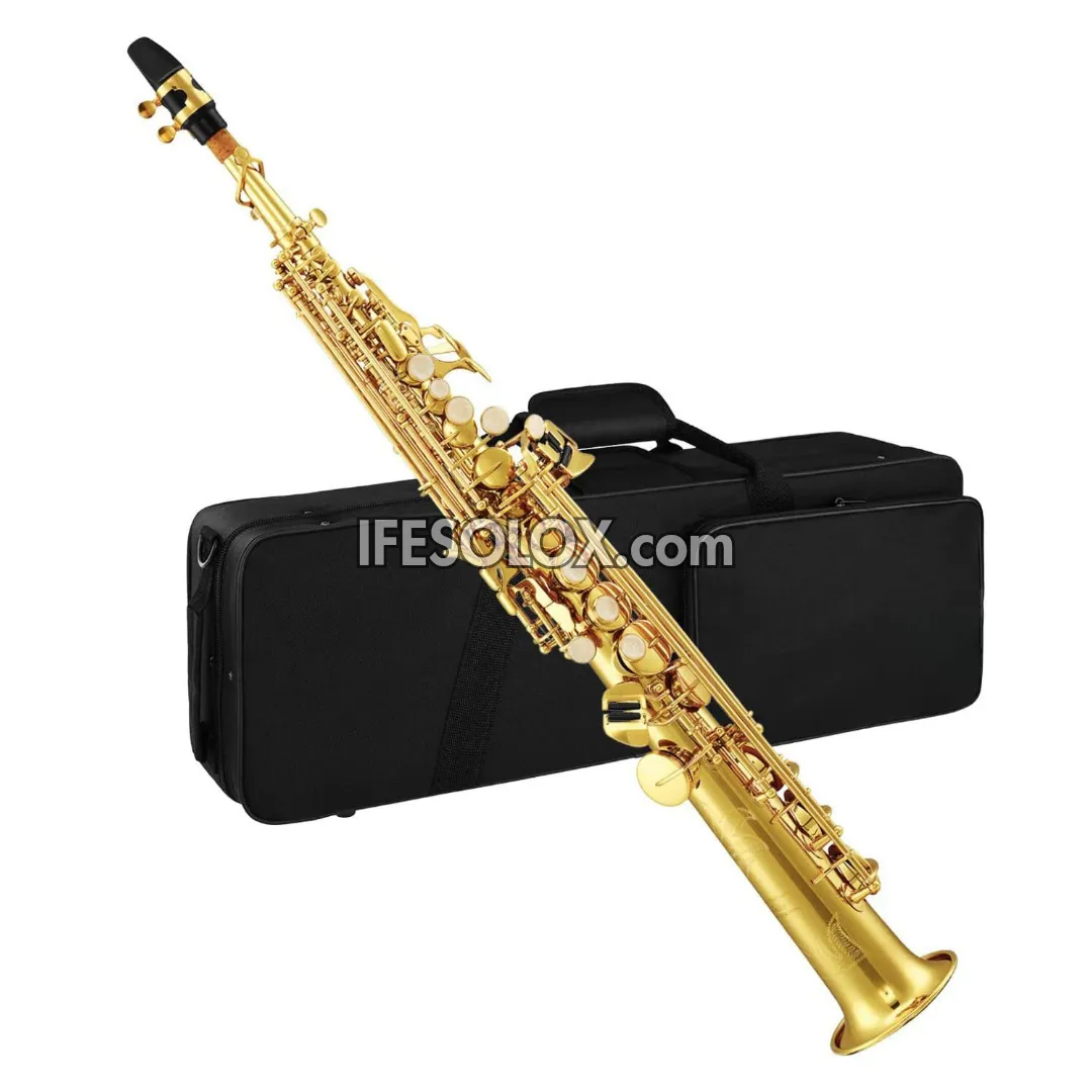 Gold Soprano Saxophone with Stand for Beginners, Professionals and Concerts - Brand New