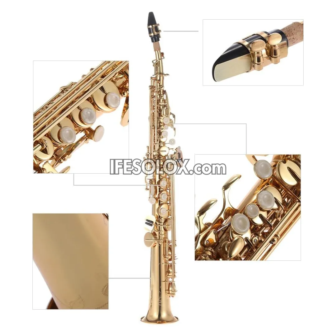 Golden Soprano Saxophone for Beginners, Professionals and Concerts - Brand New