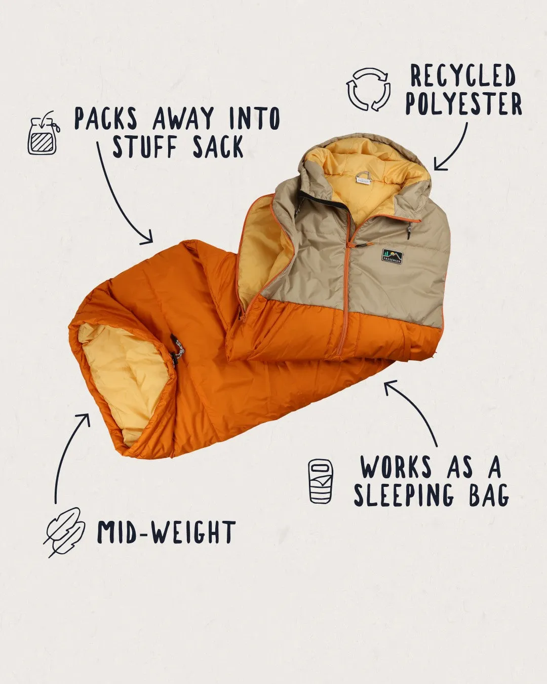 Good Times Recycled Sleep Sack - Chinchilla Brown/ Sunrise Orange