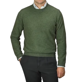 Green Felted Cashmere Crewneck Sweater