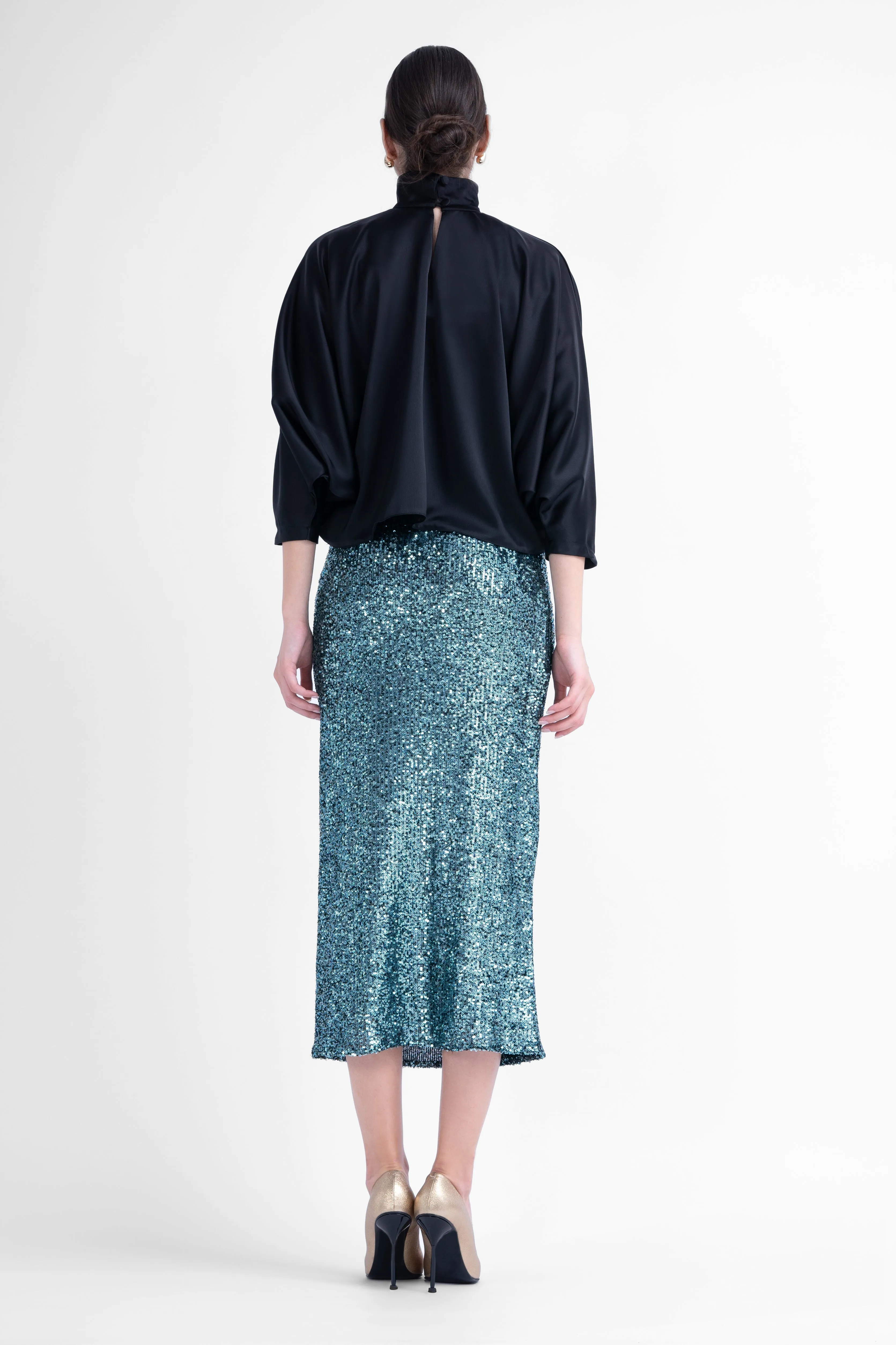 Green Sequin Midi Skirt