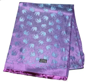 Hand Made Pashmina Shawl Scarf Elephant in Purple