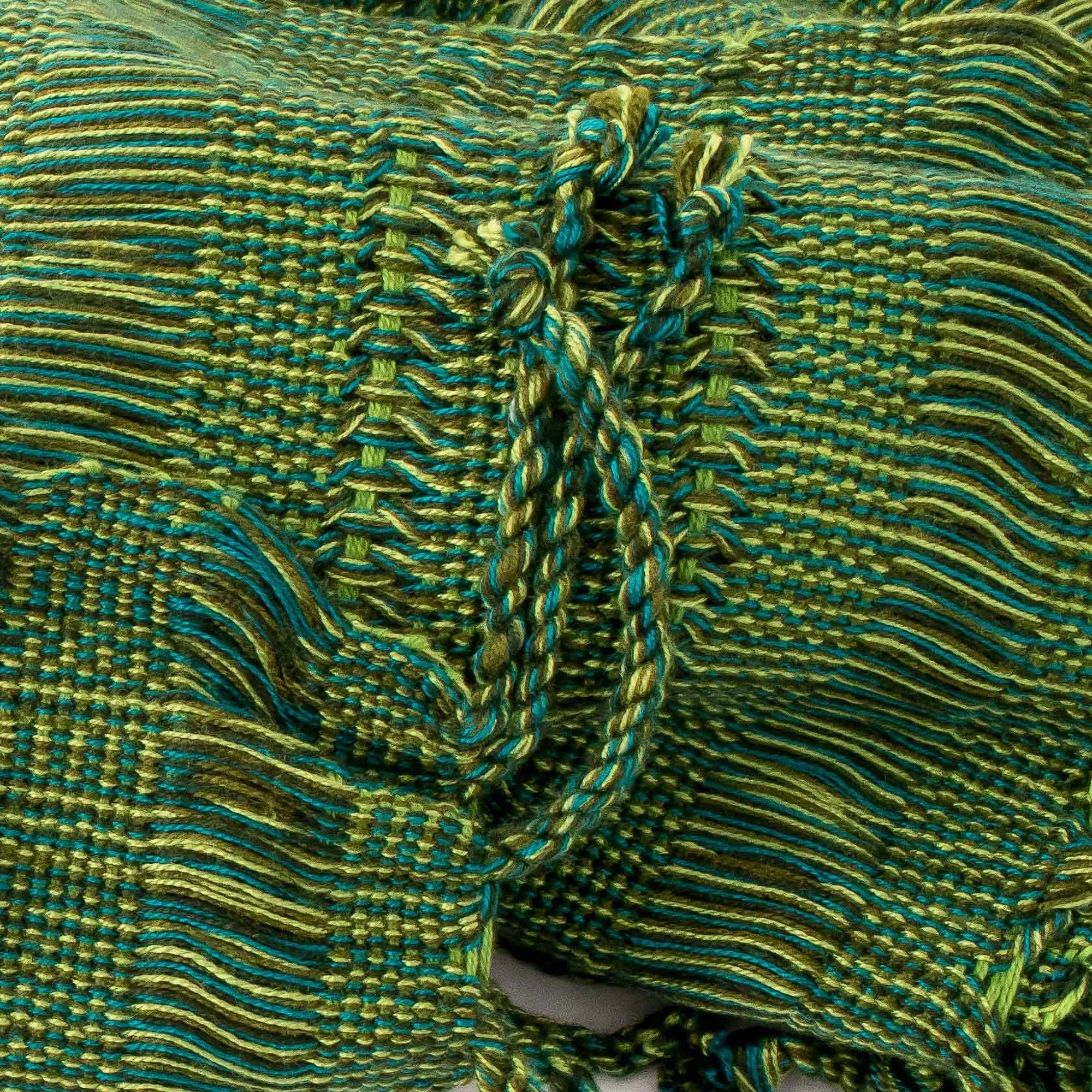 Hand Woven Green Cotton Shawl - Green Spring | NOVICA