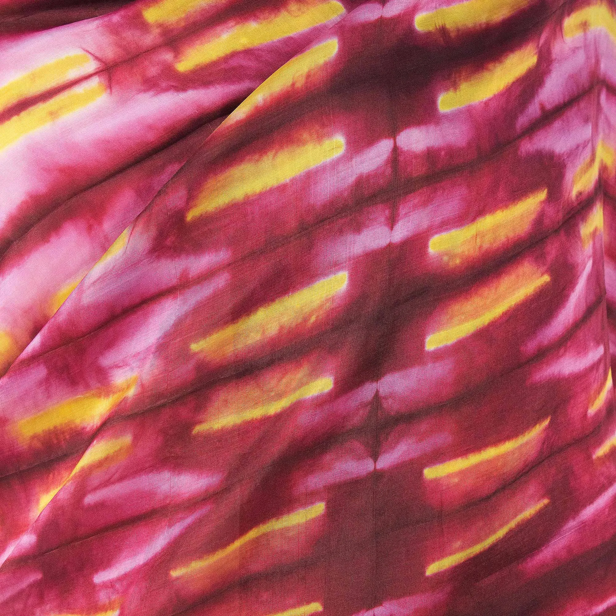 Hand Woven Red Pink and Yellow Tie Dyed Silk Shawl - Mekong River | NOVICA