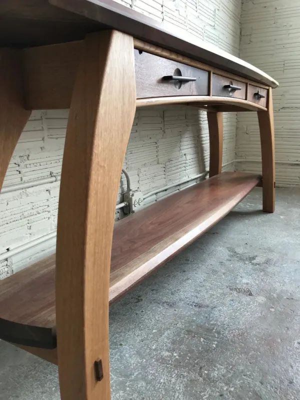 Handmade Designer Wooden Media Console Table with Three Drawers |TV unit Table