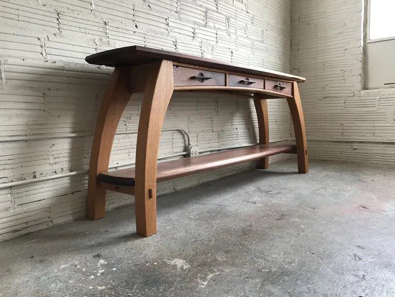 Handmade Designer Wooden Media Console Table with Three Drawers |TV unit Table