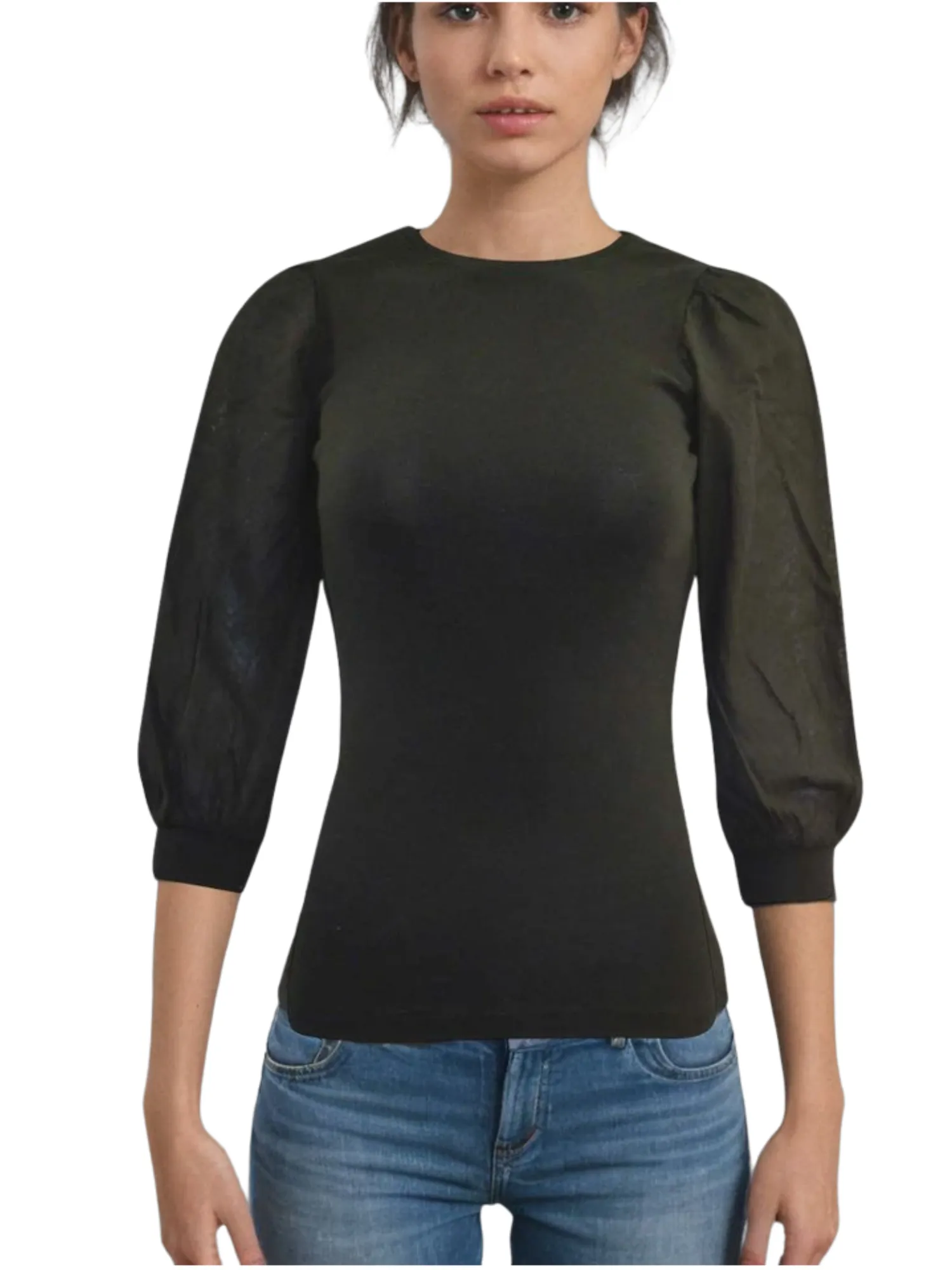 Hard Tail 3/4 Puff Sleeve Top (Style VG-199)