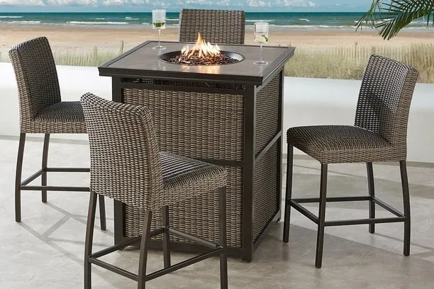 HAVANA FIRE TOWER 9 PIECE SET - Fire Bar Table and 8 Stools