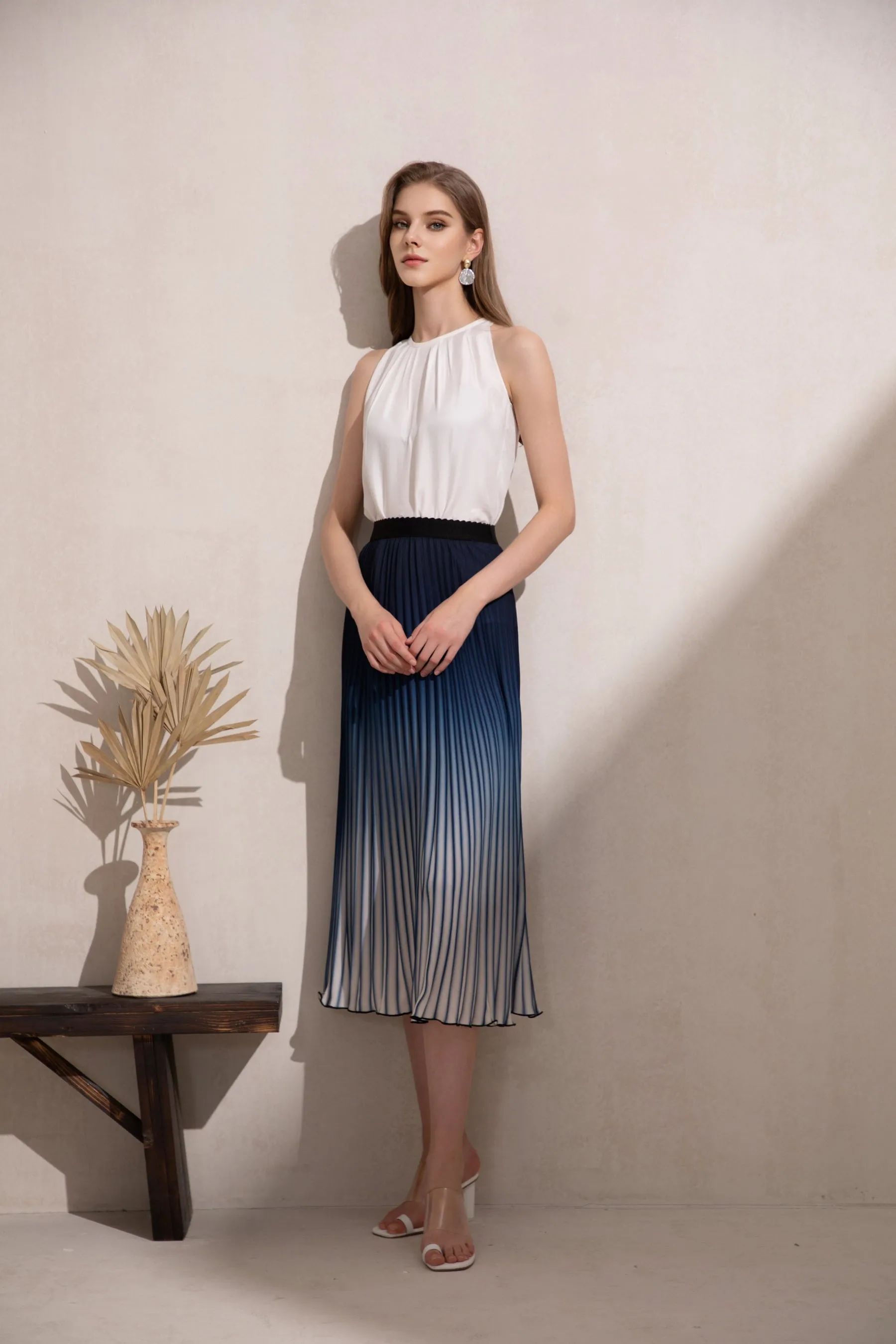 Jaquie Ombre Pleated Skirt - Blue - GDS