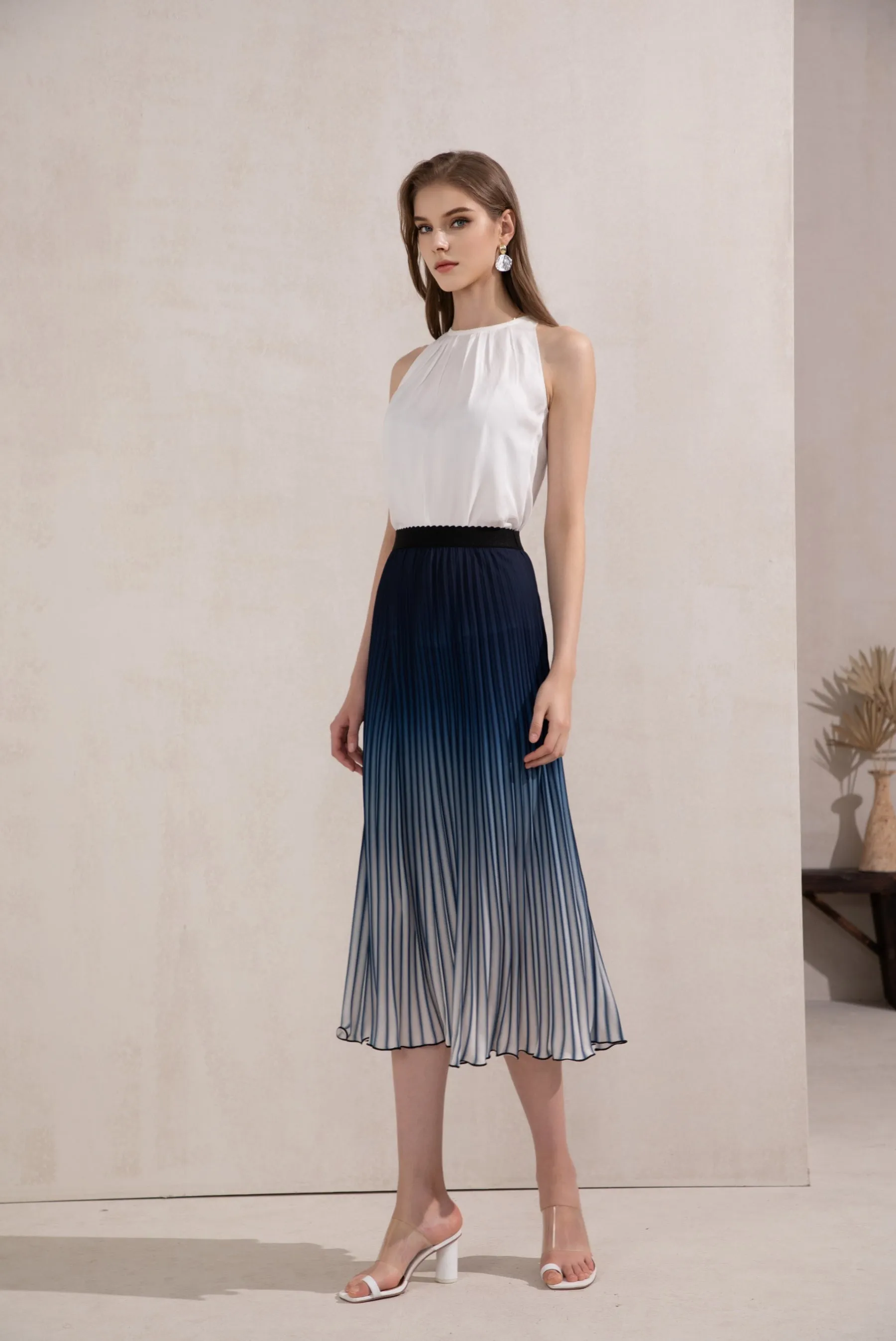 Jaquie Ombre Pleated Skirt - Blue - GDS