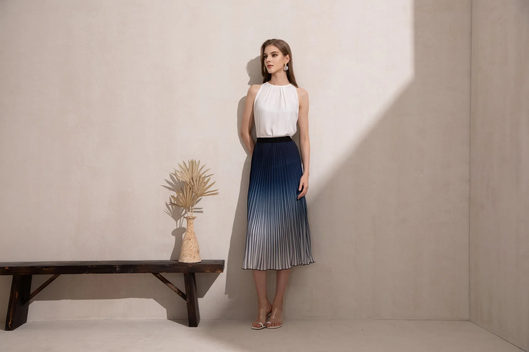 Jaquie Ombre Pleated Skirt - Blue - GDS