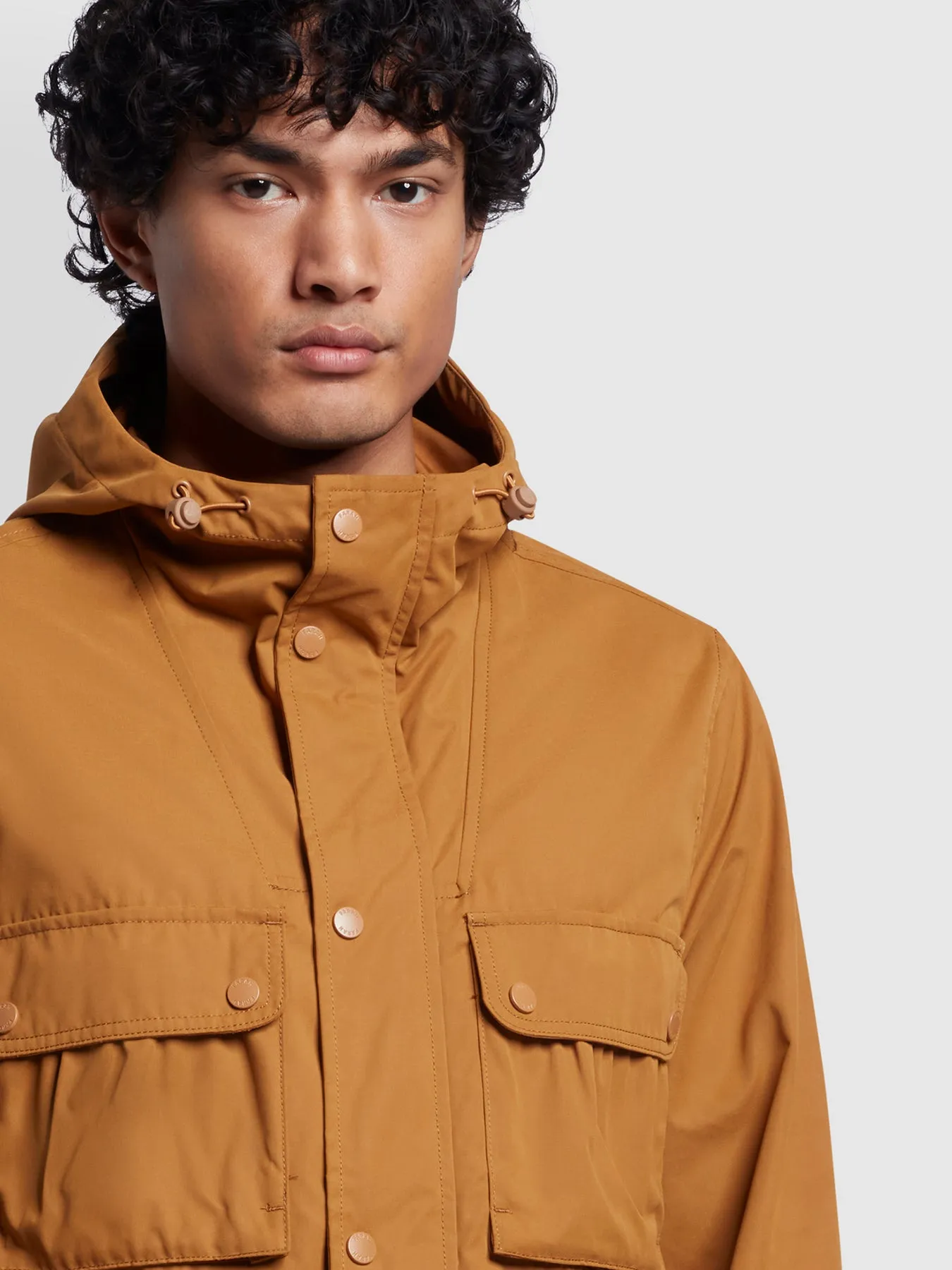 Jay Regular Fit Hooded Parka Jacket In Rich Tobacco