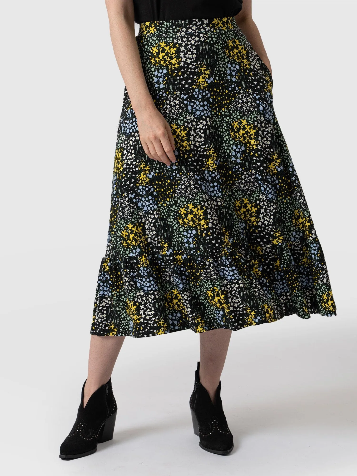 Jersey Riley Skirt - Blue Ditsy Floral