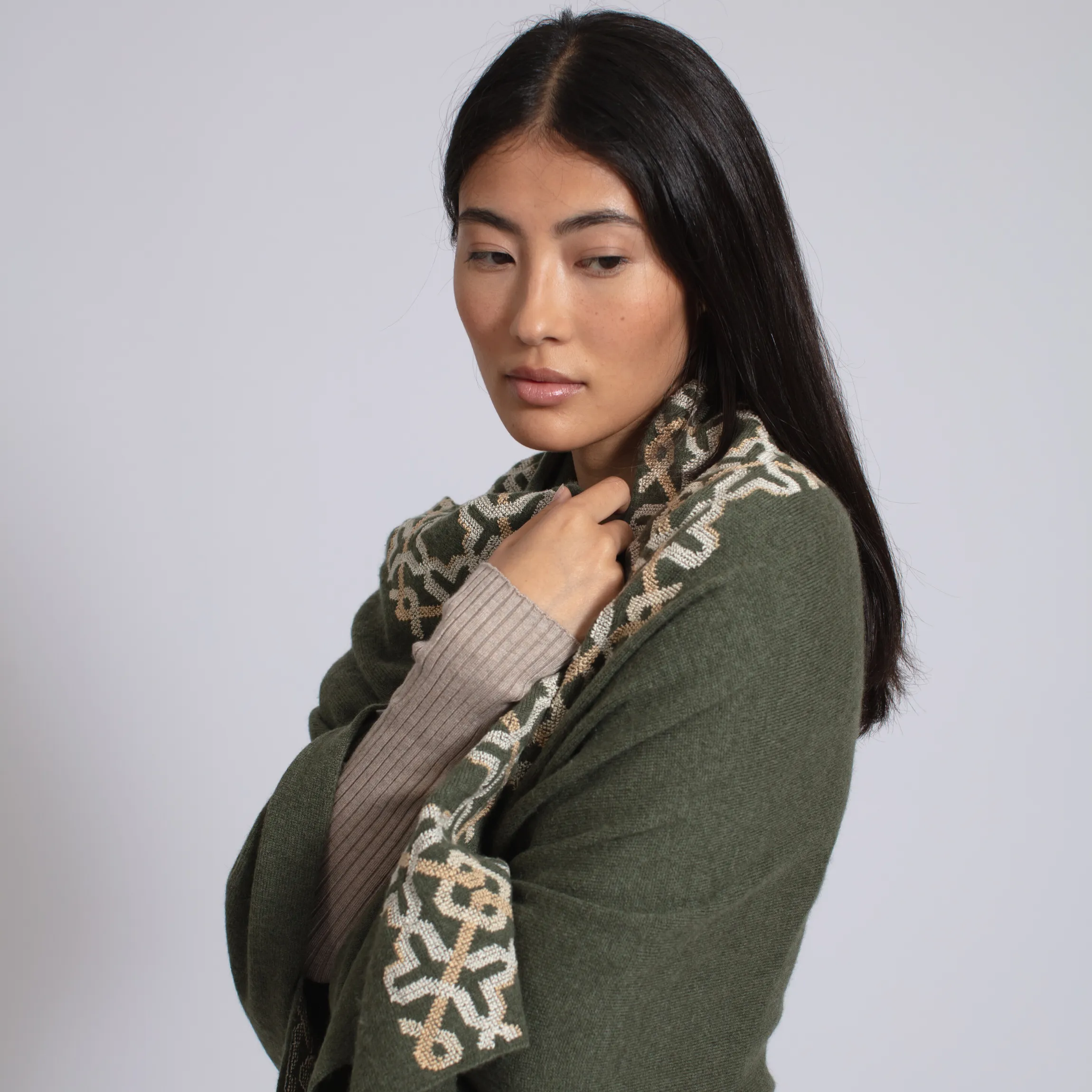 KHAKI CASHMERE SHAWL