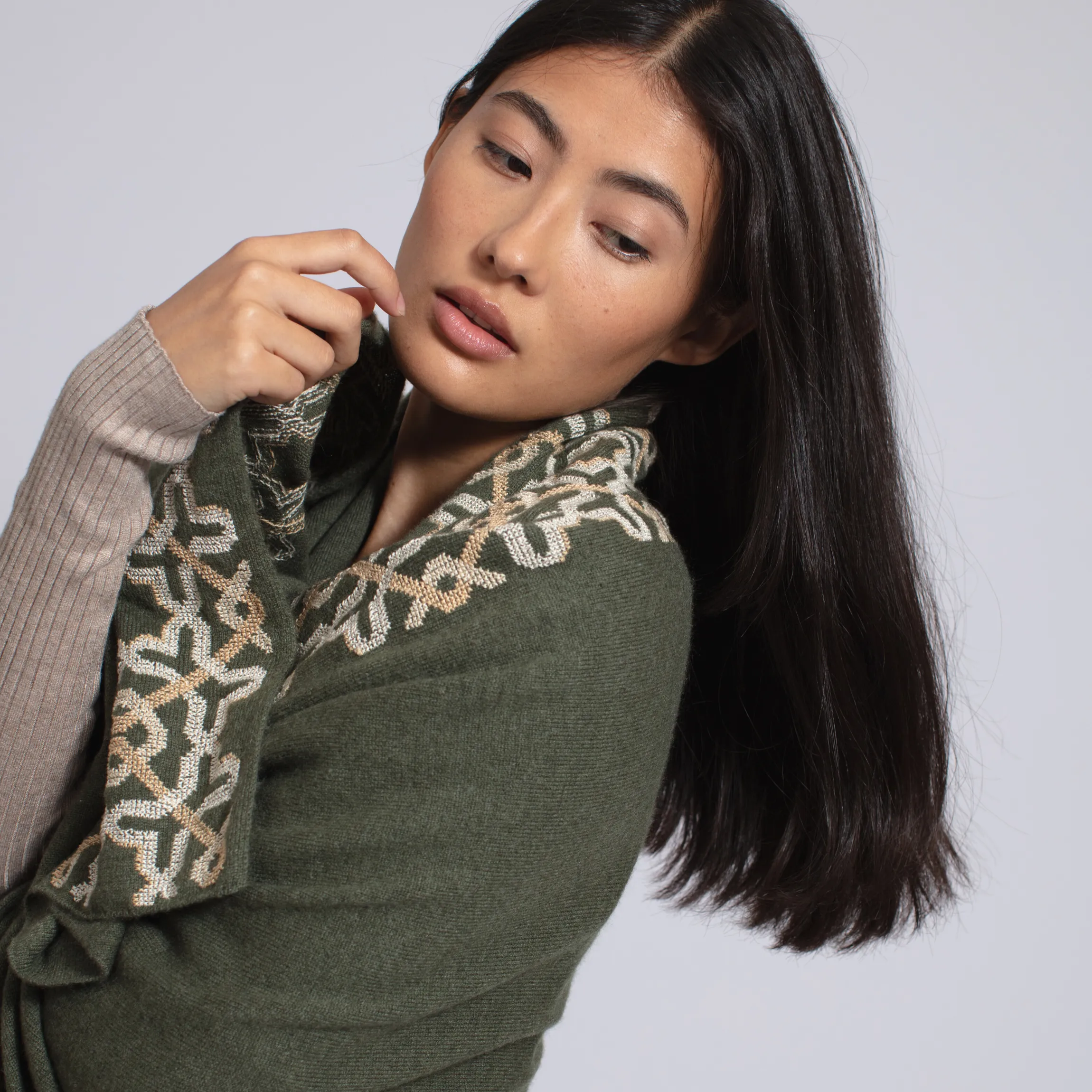 KHAKI CASHMERE SHAWL