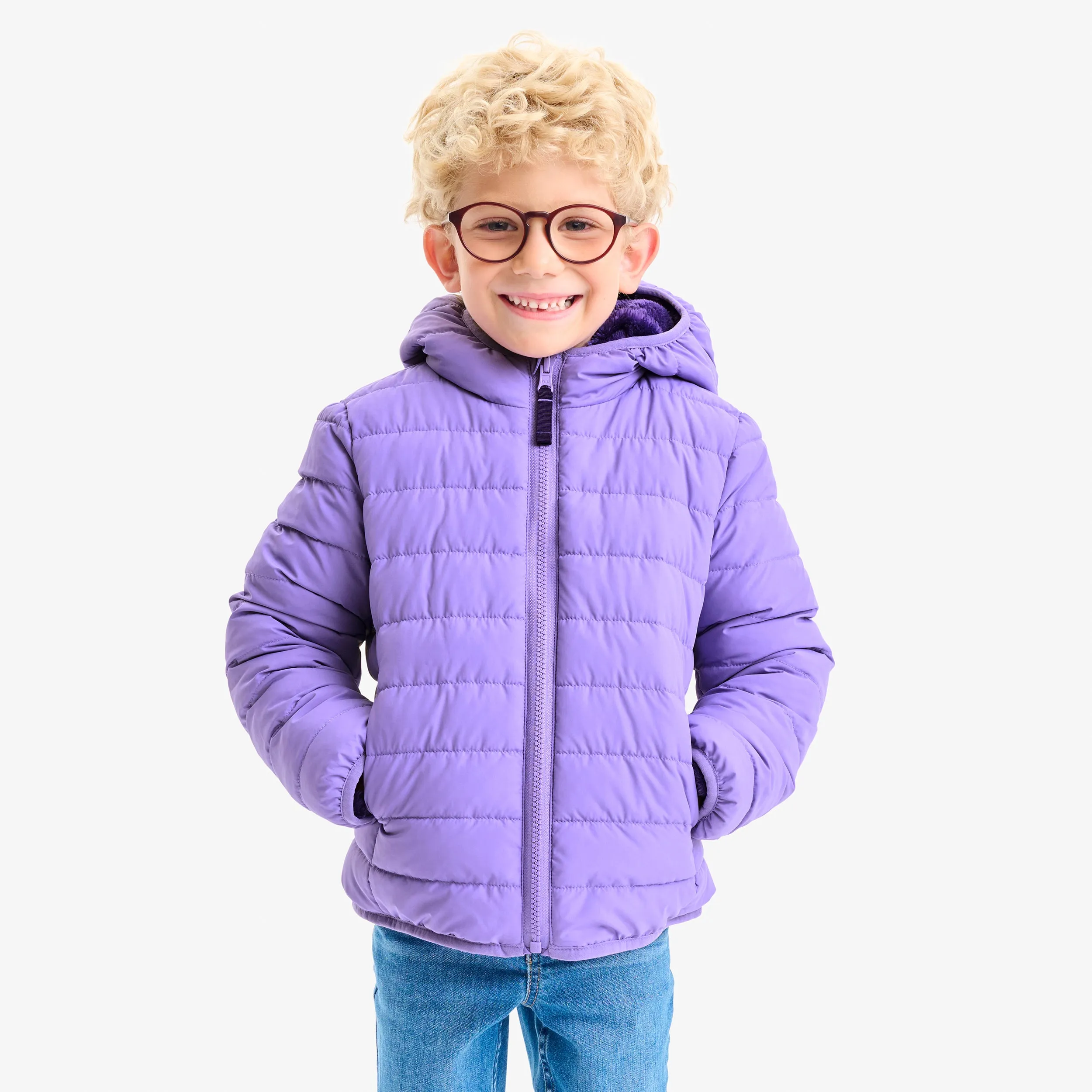 Kids reversible fleece puffer jacket