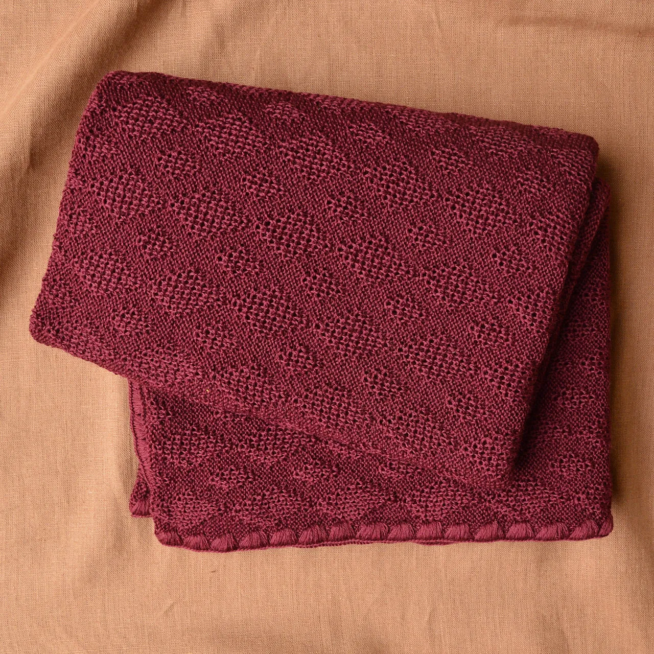 Knitted Baby Blanket in Organic Merino Wool - Cassis (100x80cm)