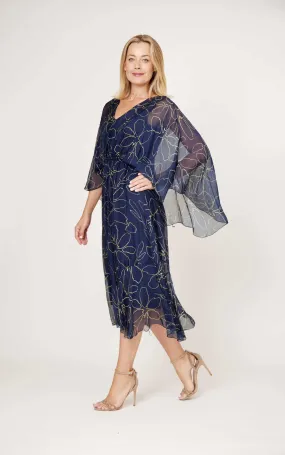 La Strada - Cape Dress Navy/ Gold