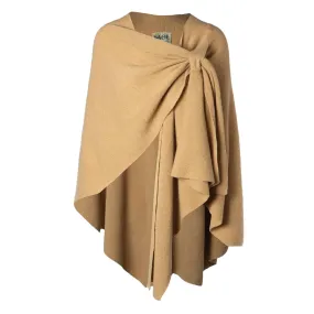 Lambswool Draped Shawl- Camel