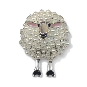 Large Faux Pearl Sheep Brooch