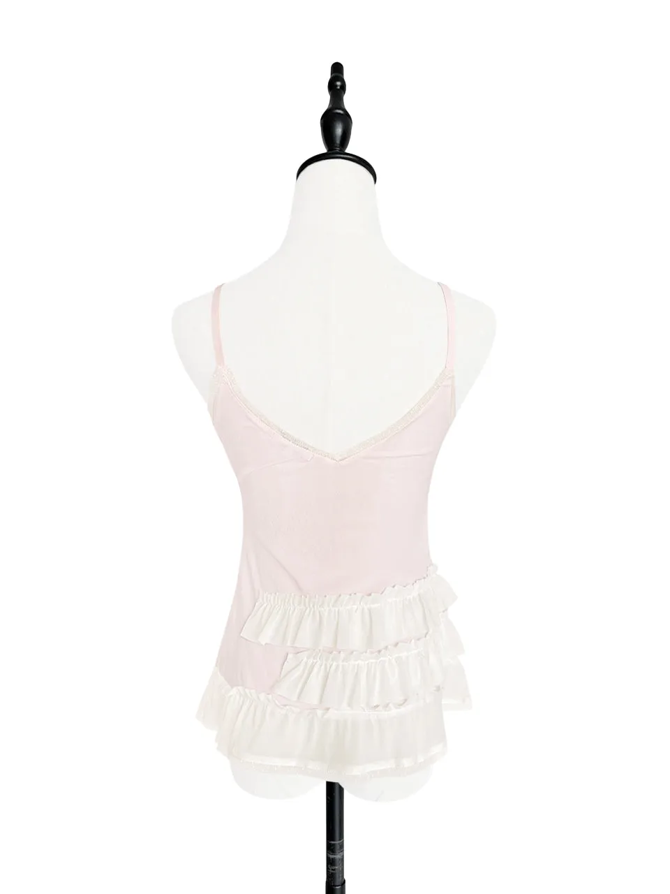 Last Chance! Light Pink Strappy Ruffle Camisole Silk Top