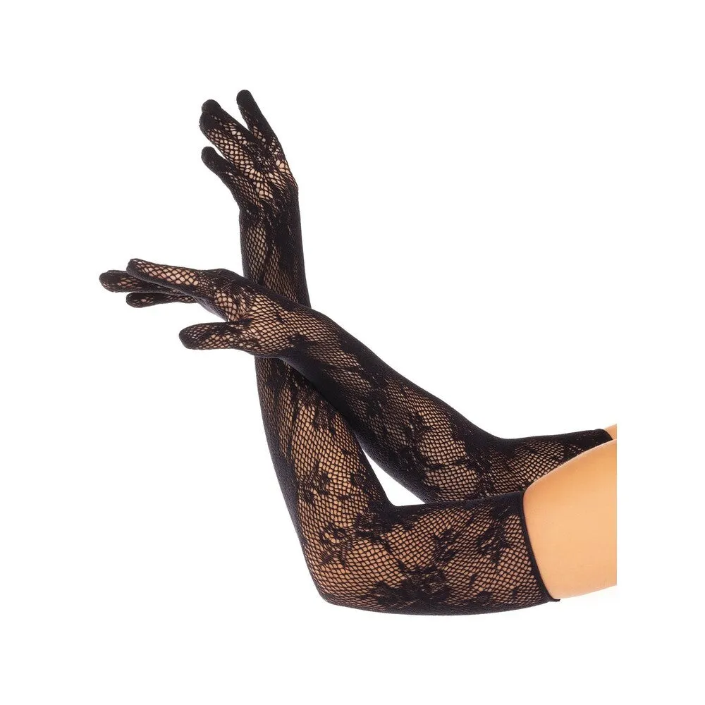 Leg Avenue Opera Floral Gloves Black