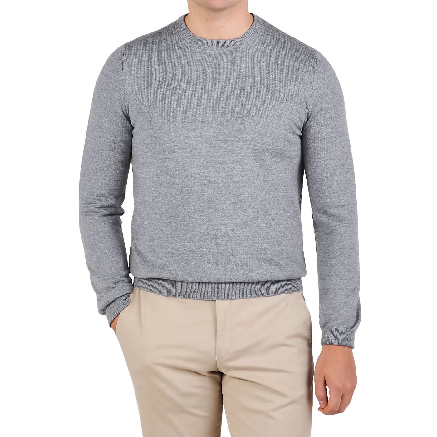 Light Grey Extra Fine Merino Crew Neck