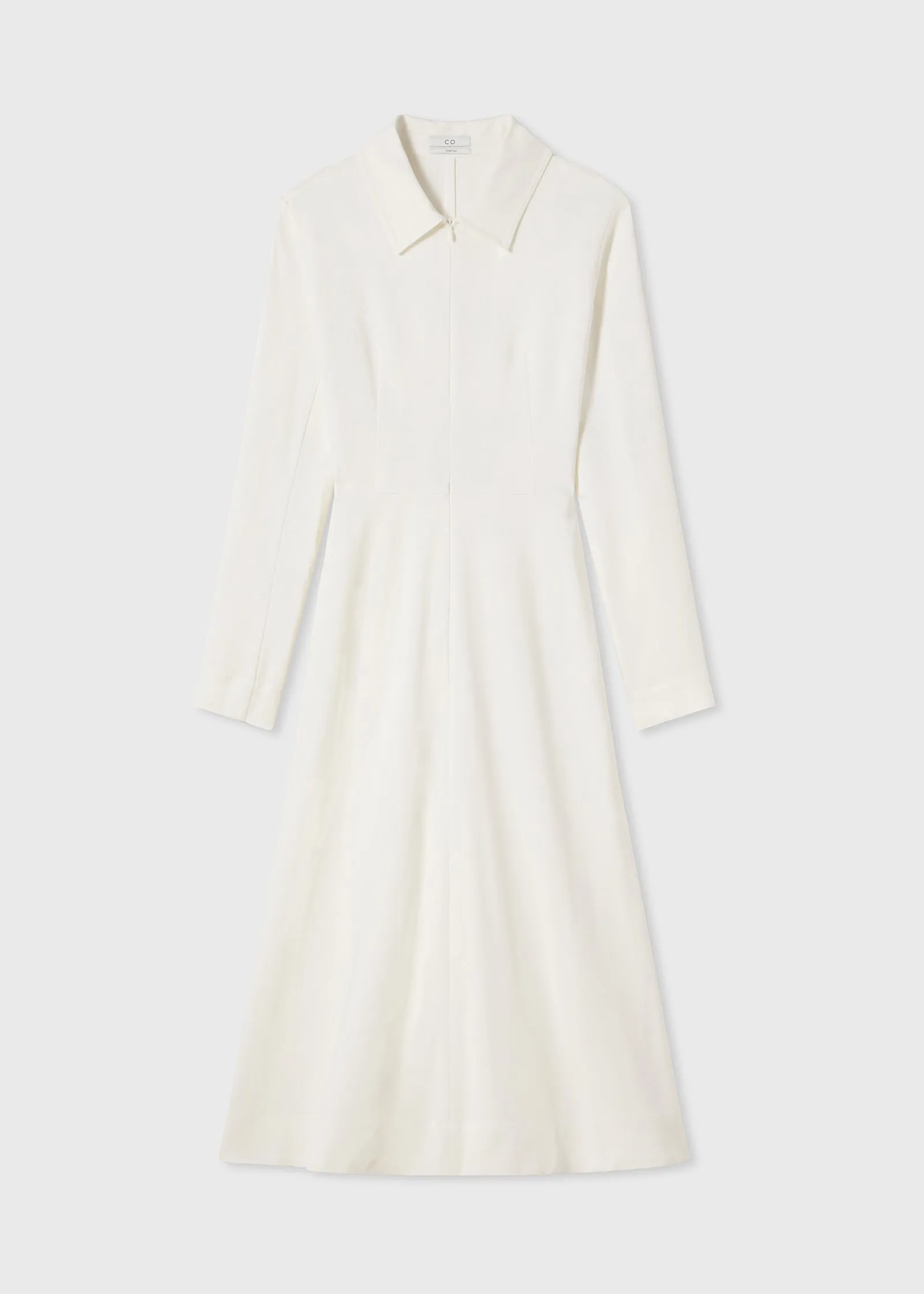 Long Sleeve Shirt Dress  in Crepe - Ivory