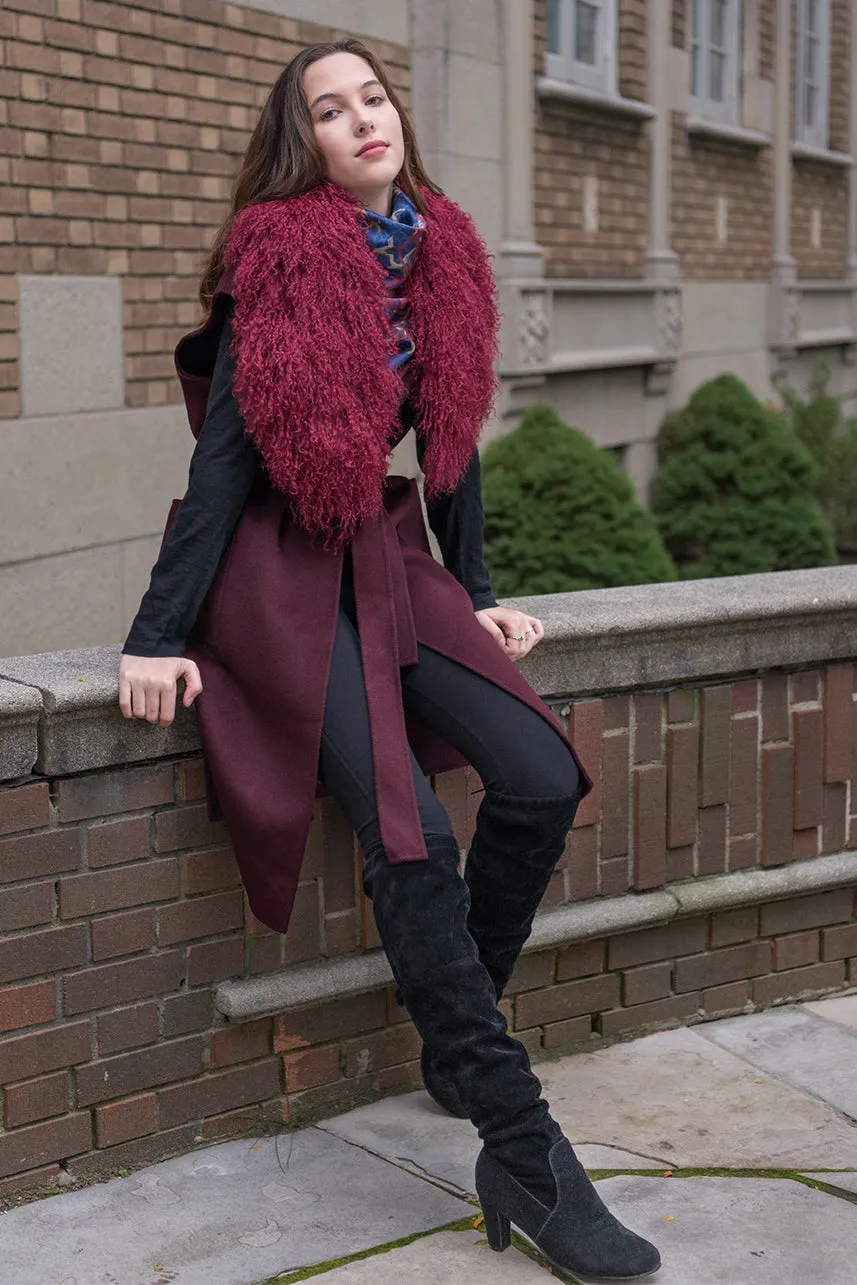 Longline Wool Vest Tawny Port