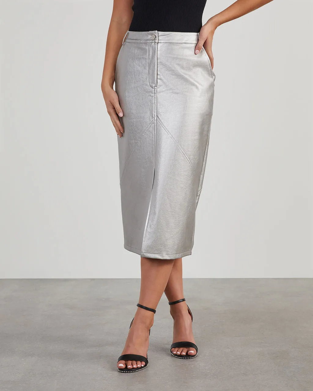 Lunar Metallic Midi Skirt