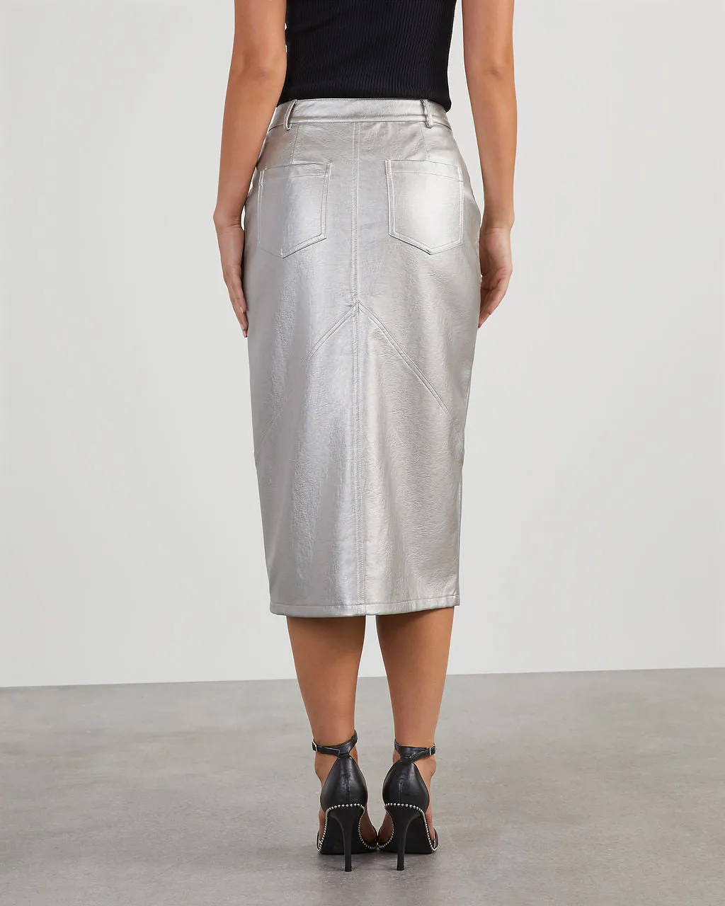 Lunar Metallic Midi Skirt