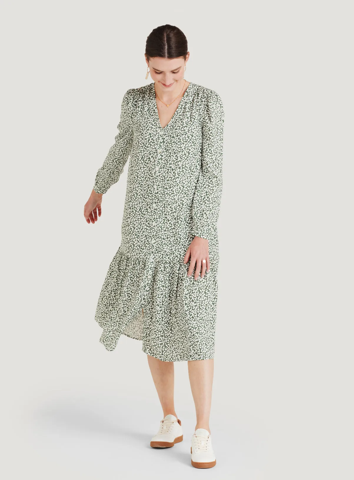 Mapel Lenzing™ Ecovero™ Button Down Dress - Forest Green