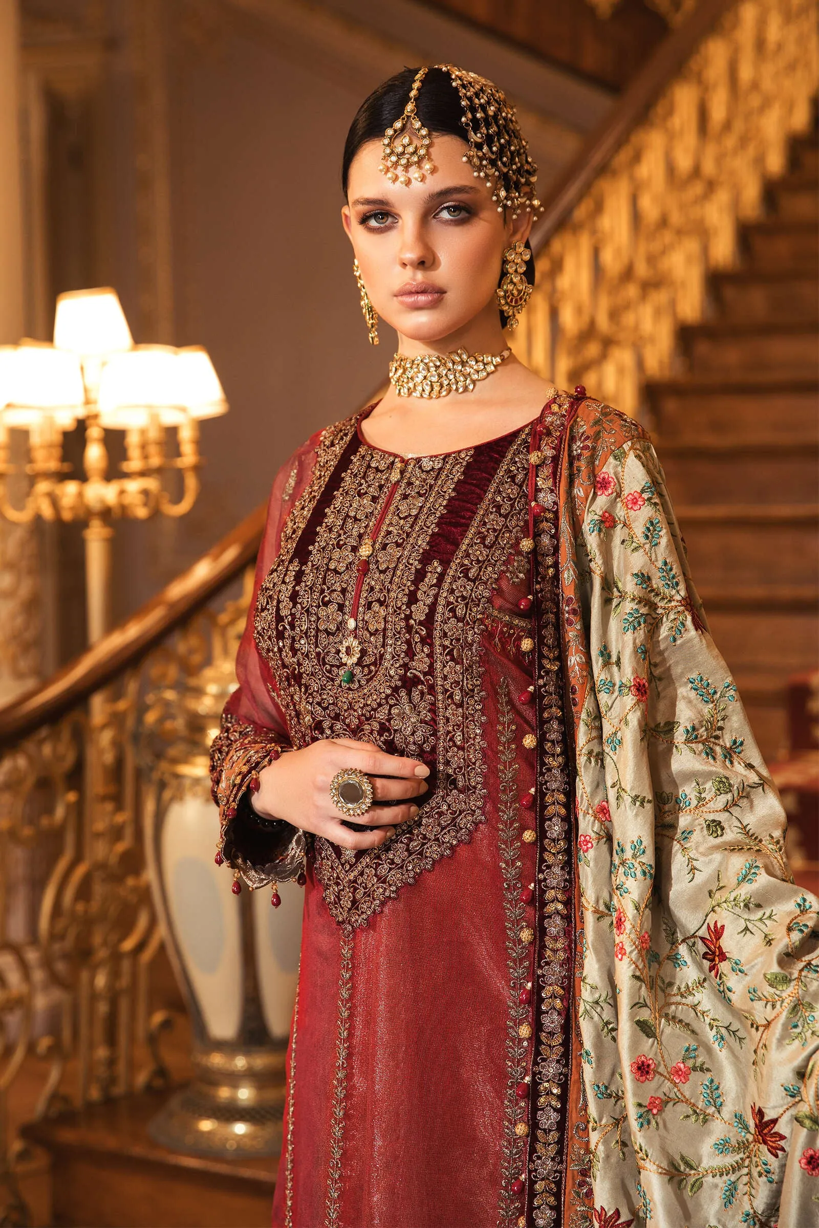 MARIA.B MBROIDERED Wedding Edition – Maroon (BD-2006)