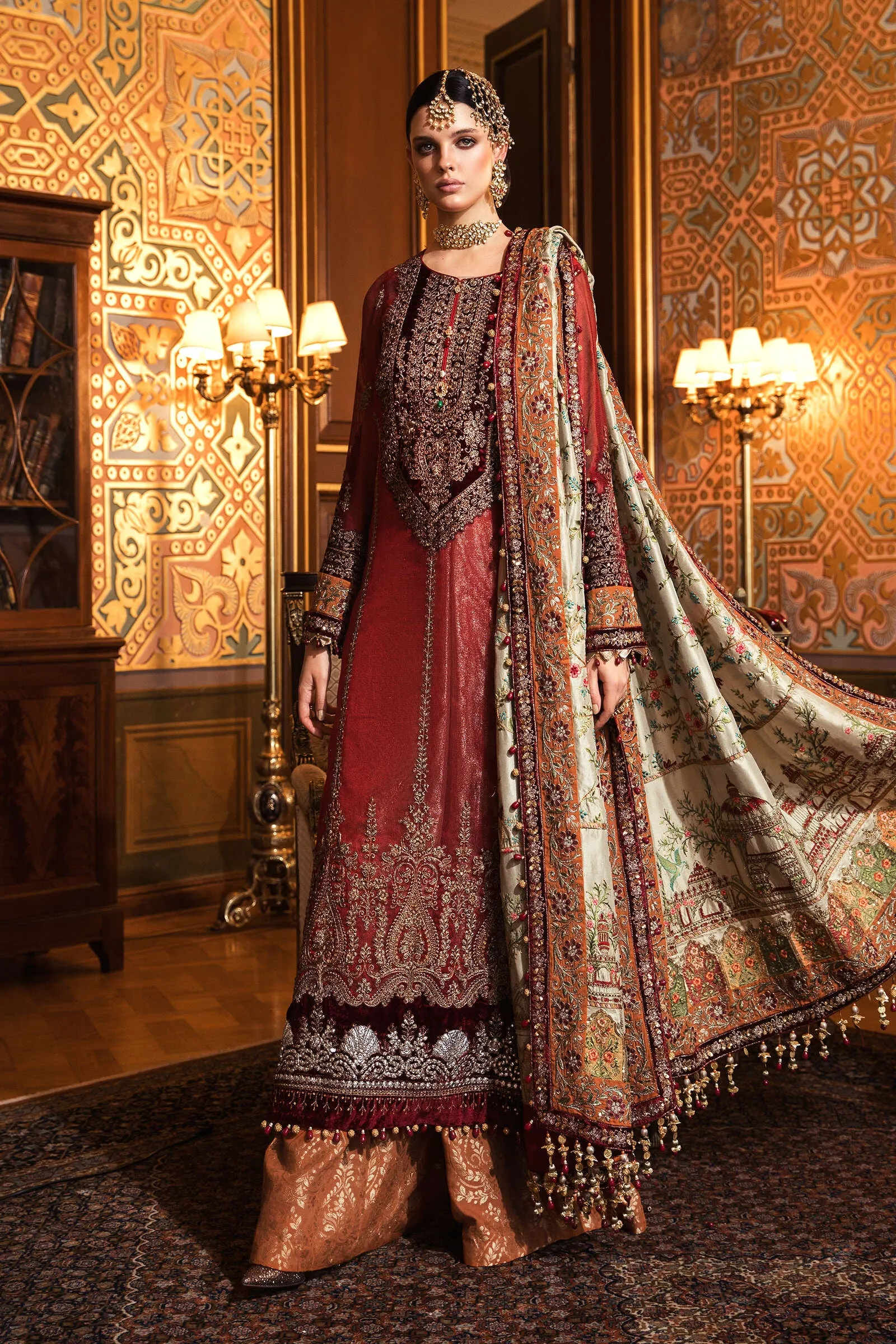 MARIA.B MBROIDERED Wedding Edition – Maroon (BD-2006)