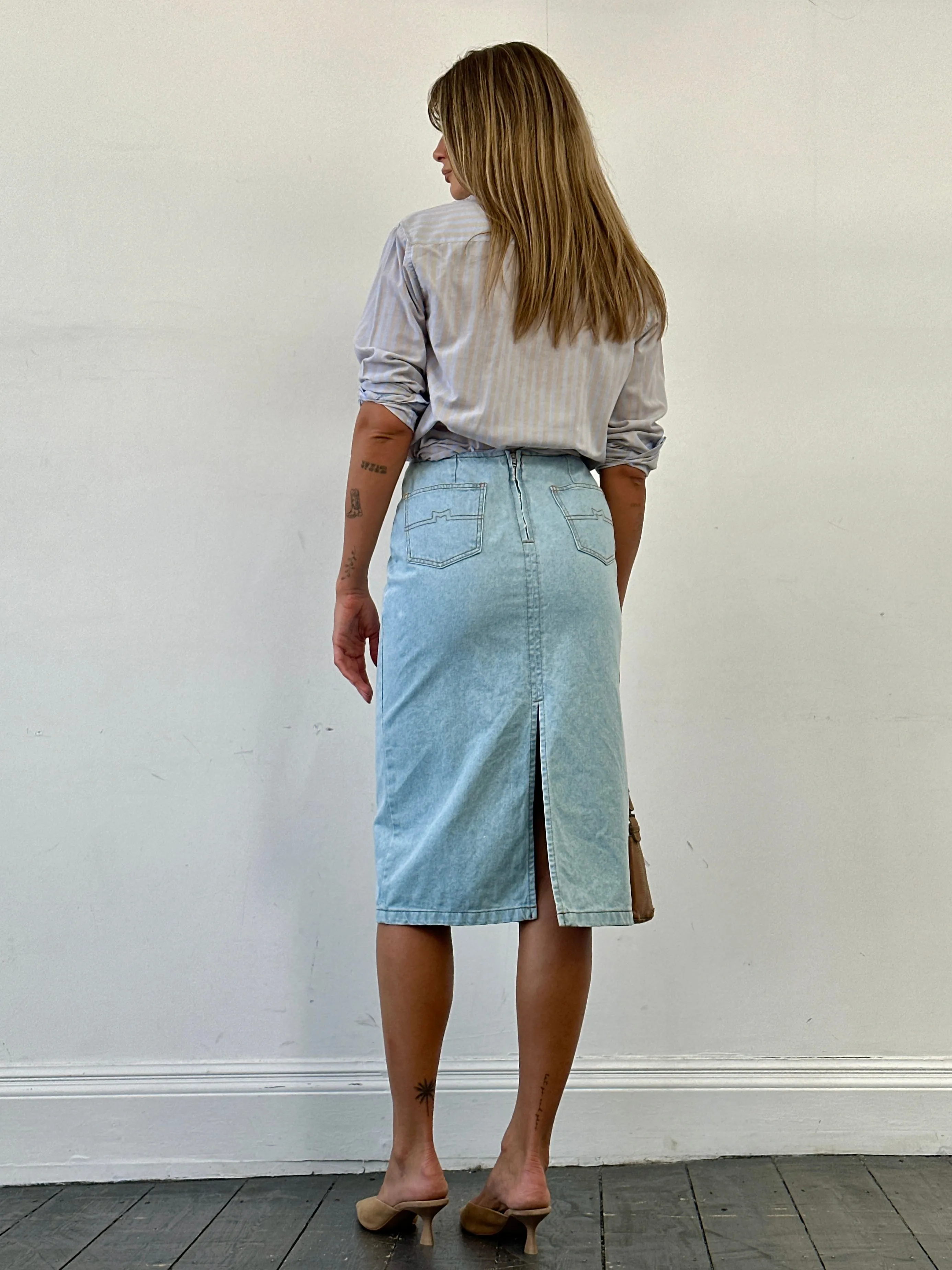 Max Mara Pure Cotton Denim Midi Skirt - W26