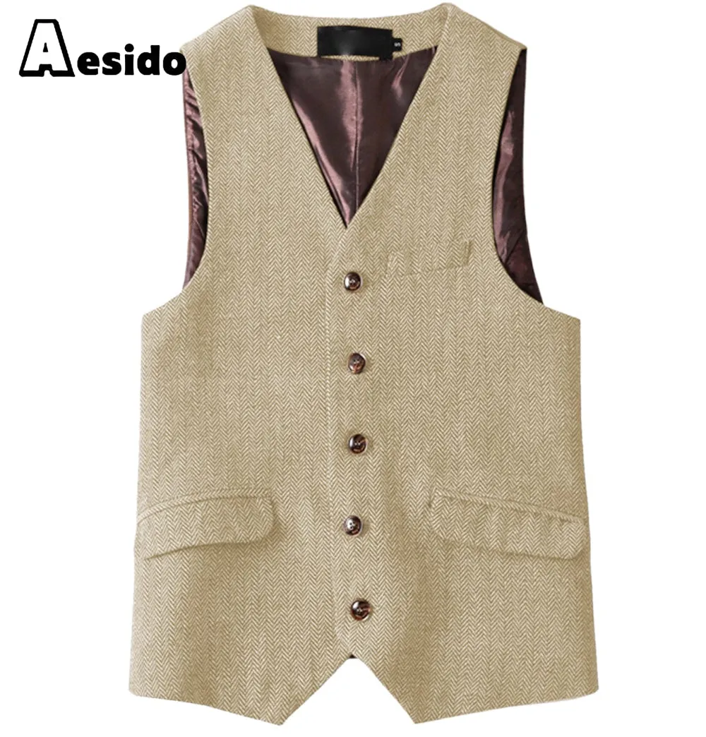 Men Single Breast V Neck Waistcoat