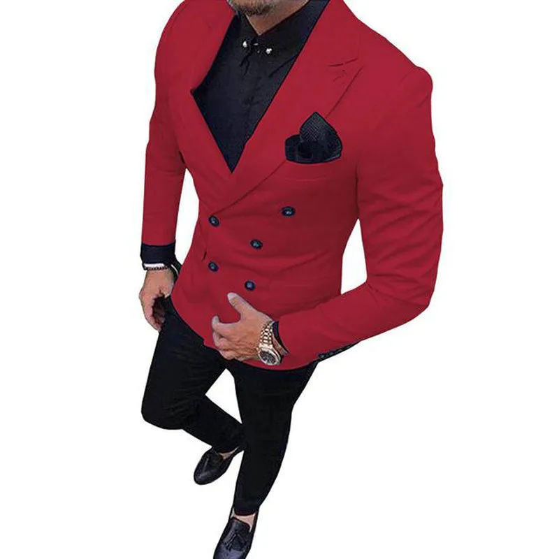 Men's Pink & Black 2 Piece Jacket & Pants Suit