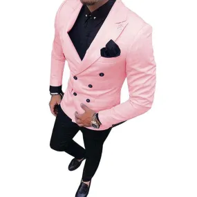 Men's Pink & Black 2 Piece Jacket & Pants Suit