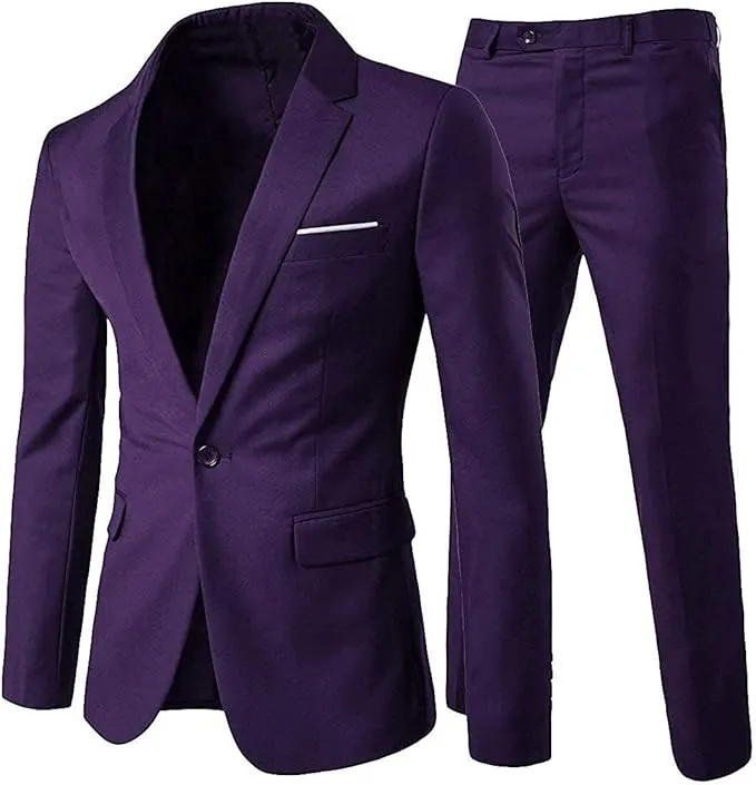 Men's Purple 2 Piece Jacket & Pants Suit